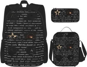 Mysterious Textbackpack 3 Piece Set, Duffel Bag,* Casual Backpack, Girls Boys Backpack For Hiking, School