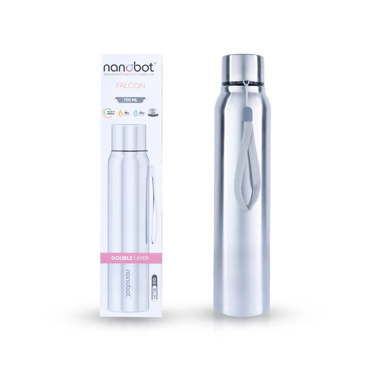 Nanobot Falcon Vaccum Flask - 700 ml | Water Bottle/ 11.5 x 2.5 Inches/ Vacuum Flask for Home