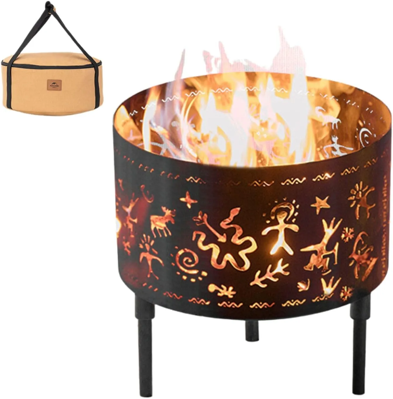 Naturehike Portable Outdoor Fire Pit/Camping Fire Pit/Camp Kitchen Equipment/Radiate Campfire/Folding Campfire Grill/Portable Camping Grill with Legs for Picnics/Backpacking/Outdoor with Carrying Bag