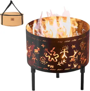 Naturehike Portable Outdoor Fire Pit/Camping Fire Pit/Camp Kitchen Equipment/Radiate Campfire/Folding Campfire Grill/Portable Camping Grill with Legs for Picnics/Backpacking/Outdoor with Carrying Bag