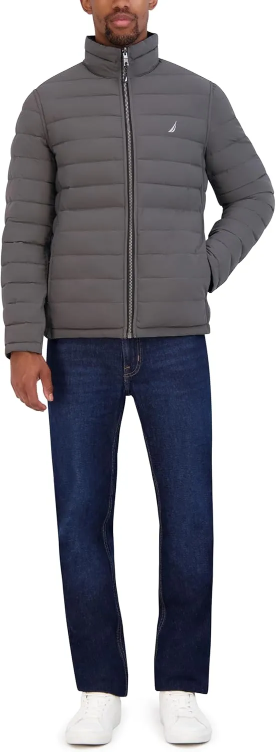 Nautica Men's Puffer Coat Reversible Midweight Insulated Winter Jacket