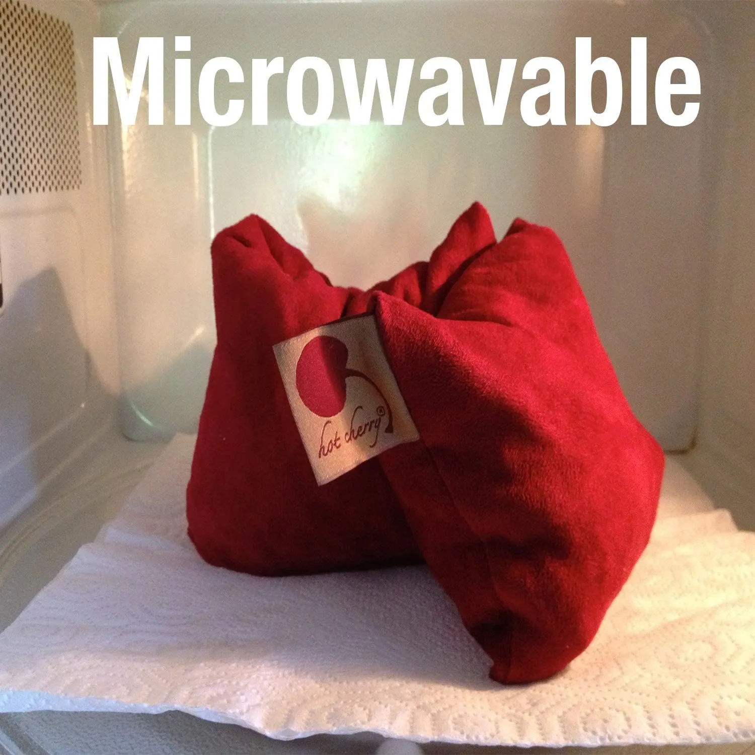 Neck Wrap Red Denim Cherry Pit-Stone Pillow, Microwavable Hot/Cold Compress, Sustainable Moist Heat Pack, Shoulder Pain Relief, Washable, Spa Gift.