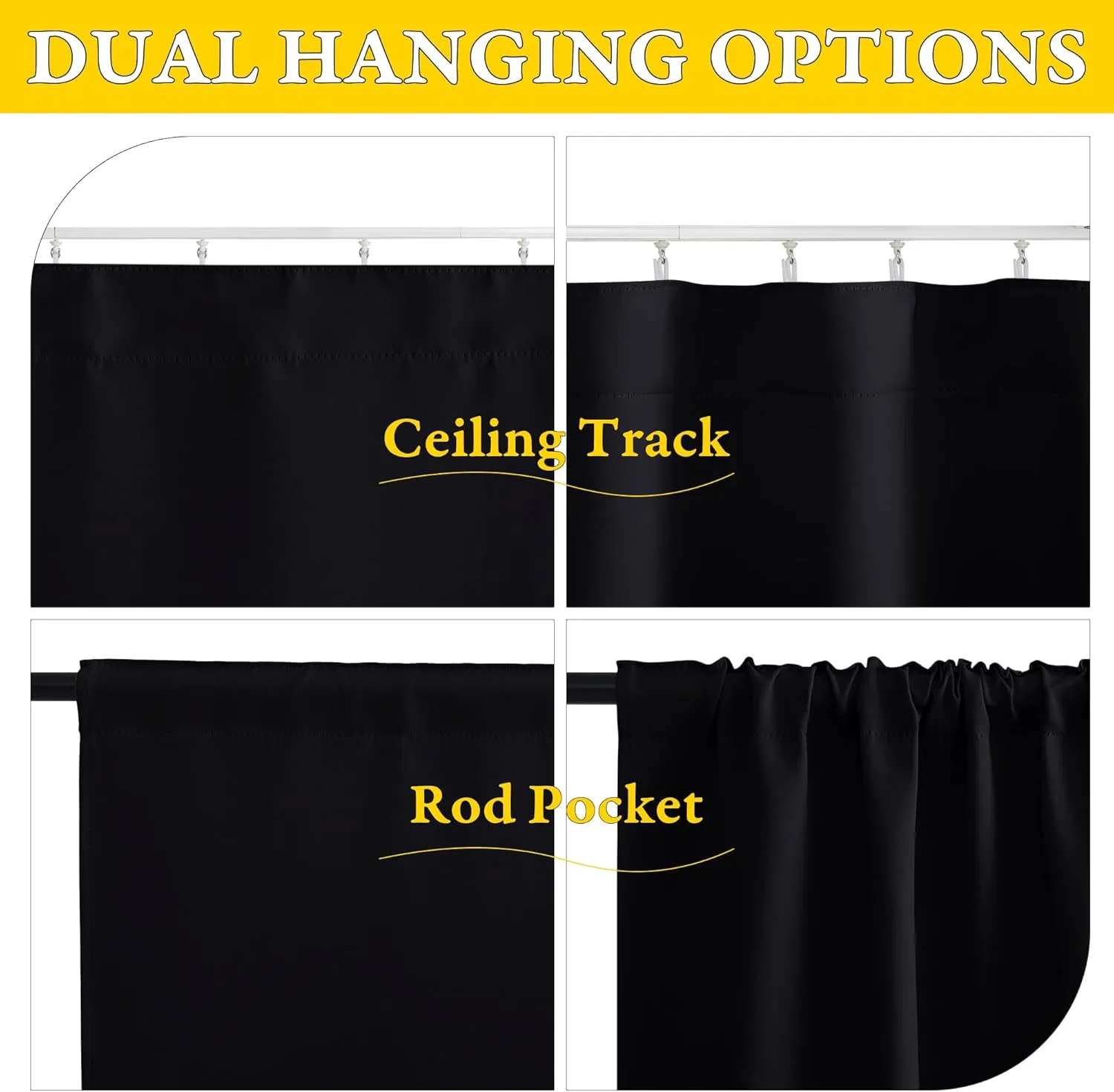 NICETOWN Blackout Doorway Curtains for Closet, Thermal Insulated Privacy French Door Curtain Temporary Door for Kitchen Storage Room Include Self Adhesive Track, Black, W25 x L80, 1 Panel