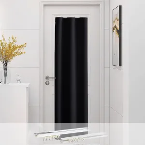NICETOWN Blackout Doorway Curtains for Closet, Thermal Insulated Privacy French Door Curtain Temporary Door for Kitchen Storage Room Include Self Adhesive Track, Black, W25 x L80, 1 Panel