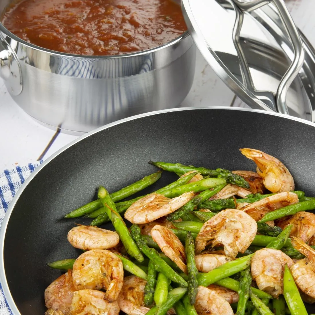 Nisbets Essentials Cook Like A Pro Stainless Steel & Aluminium 4-Piece Saucepan & Frying Pan Set