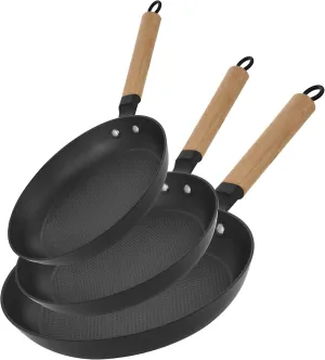 Nonstick Frying Pan Set, 8" 10" 12" Ceramic Frying Pans, Pre-seasoned Cast Iron Pan Cookware Set with Removable Handle, Dishwasher Safe, Free of PFAS & PFOA, Compatible with All Stovetops