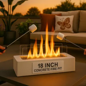 NovaMode Tabletop Fire Pit – Portable Smores Maker with Extendable Roasting Sticks – Smokeless Firepit - Indoor/Outdoor – Backyard, Balcony, Patio – Glass Surround - Housewarming - Champagne Beige