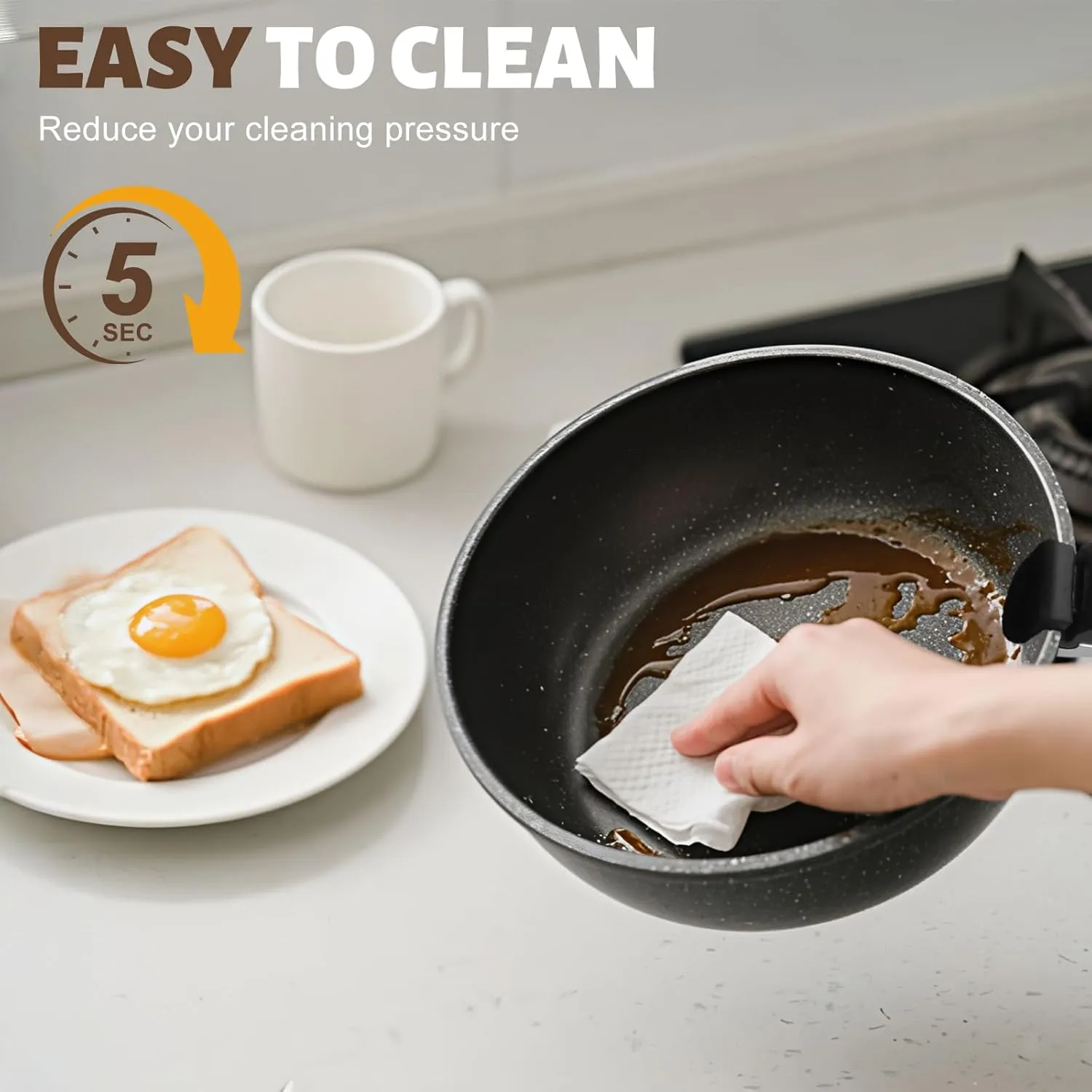 Numola 10 pcs Pots and Pan Set Non Stick with Detachable Handle, Ceramic Cookware Set for Stackable, Induction Kitchen Cookware Set for RV, Dishwasher ＆ Oven Safe, Black
