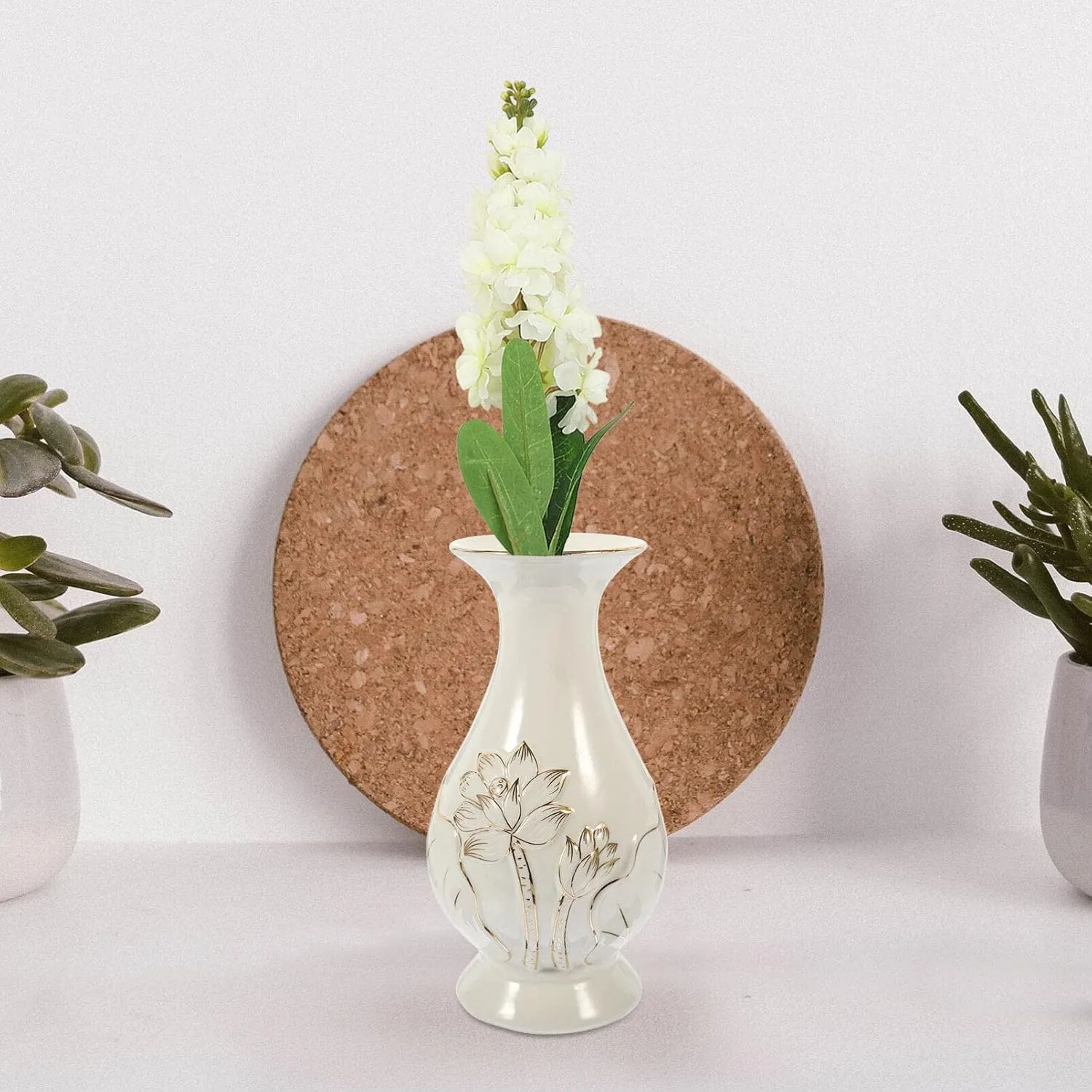 NUOBESTY Ceramic Buddhist Flower Vase Buddha Flower Vase Guanyin Water Purification Bottle Temple Altar Supplies Porcelain Vases Arrangement Container
