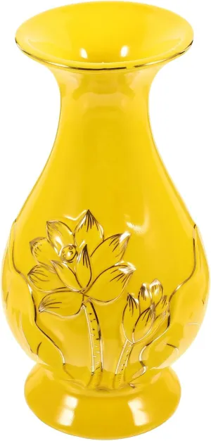 NUOBESTY Home Decor Buddhist Flower Vase Ceramic Buddha Lotus Flower Vase Water Purification Bottle Temple Altar Supplies Arrangement Container Table Decor Office Decor