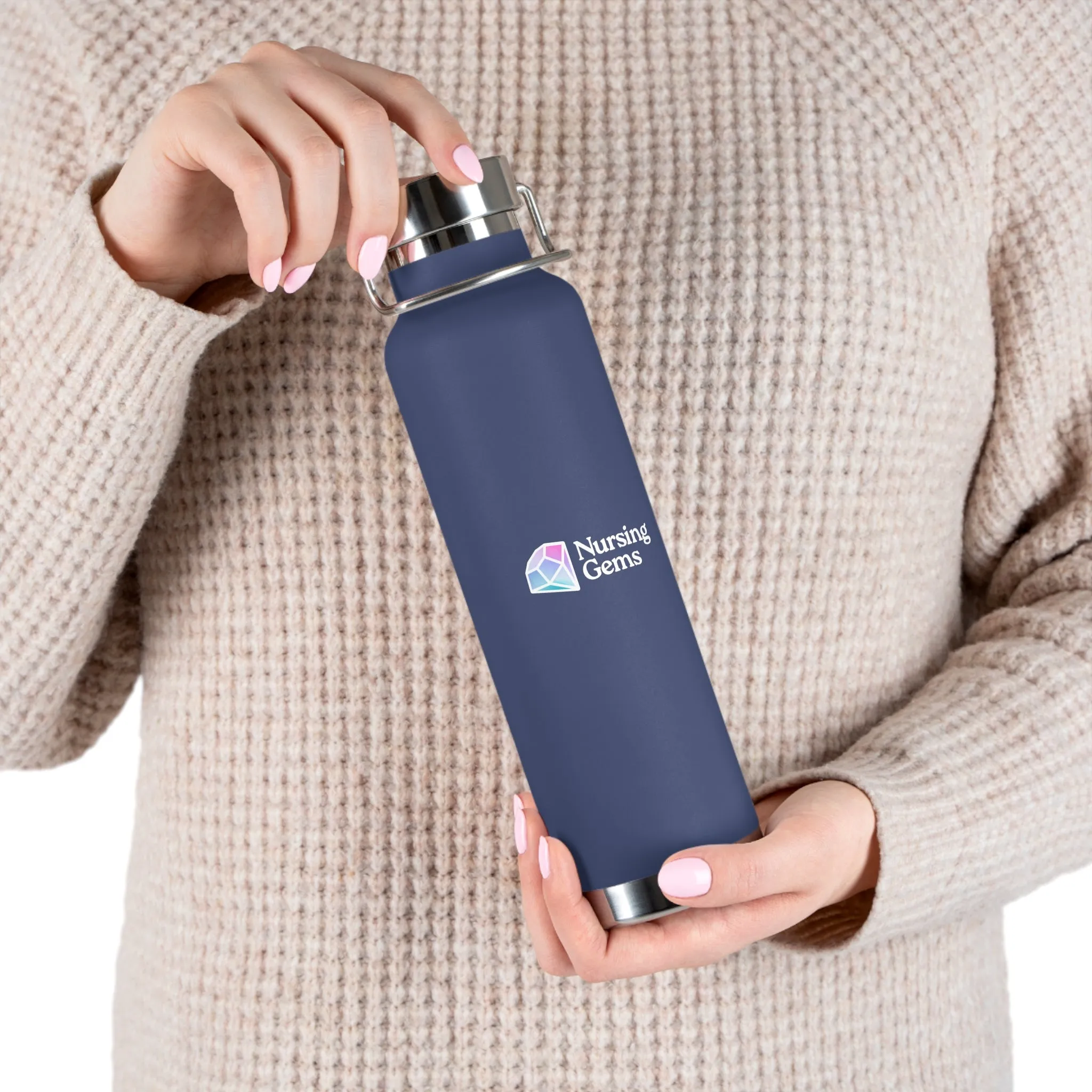 Nursing Gems Insulated Water Bottle - 22oz Copper Vacuum Flask