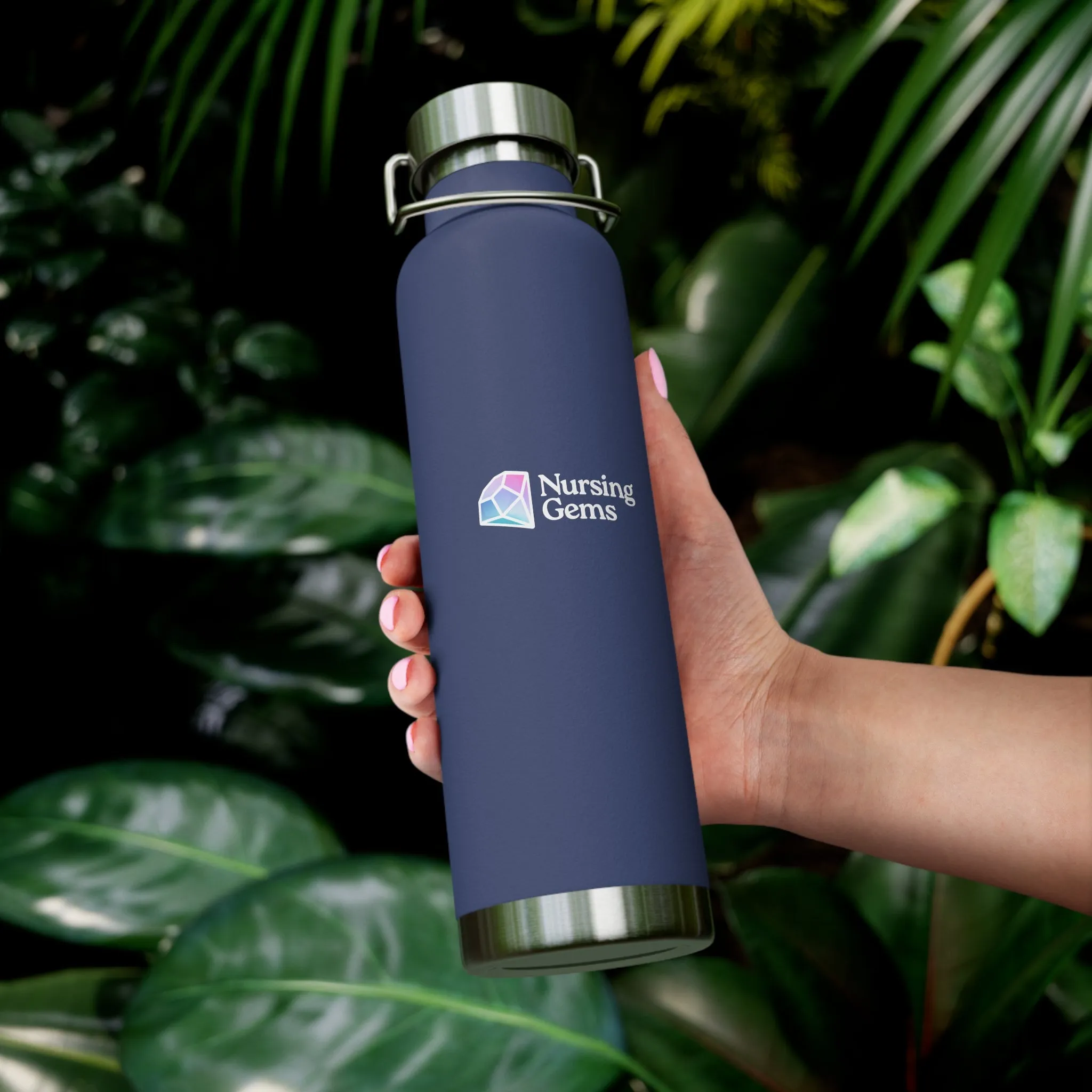 Nursing Gems Insulated Water Bottle - 22oz Copper Vacuum Flask
