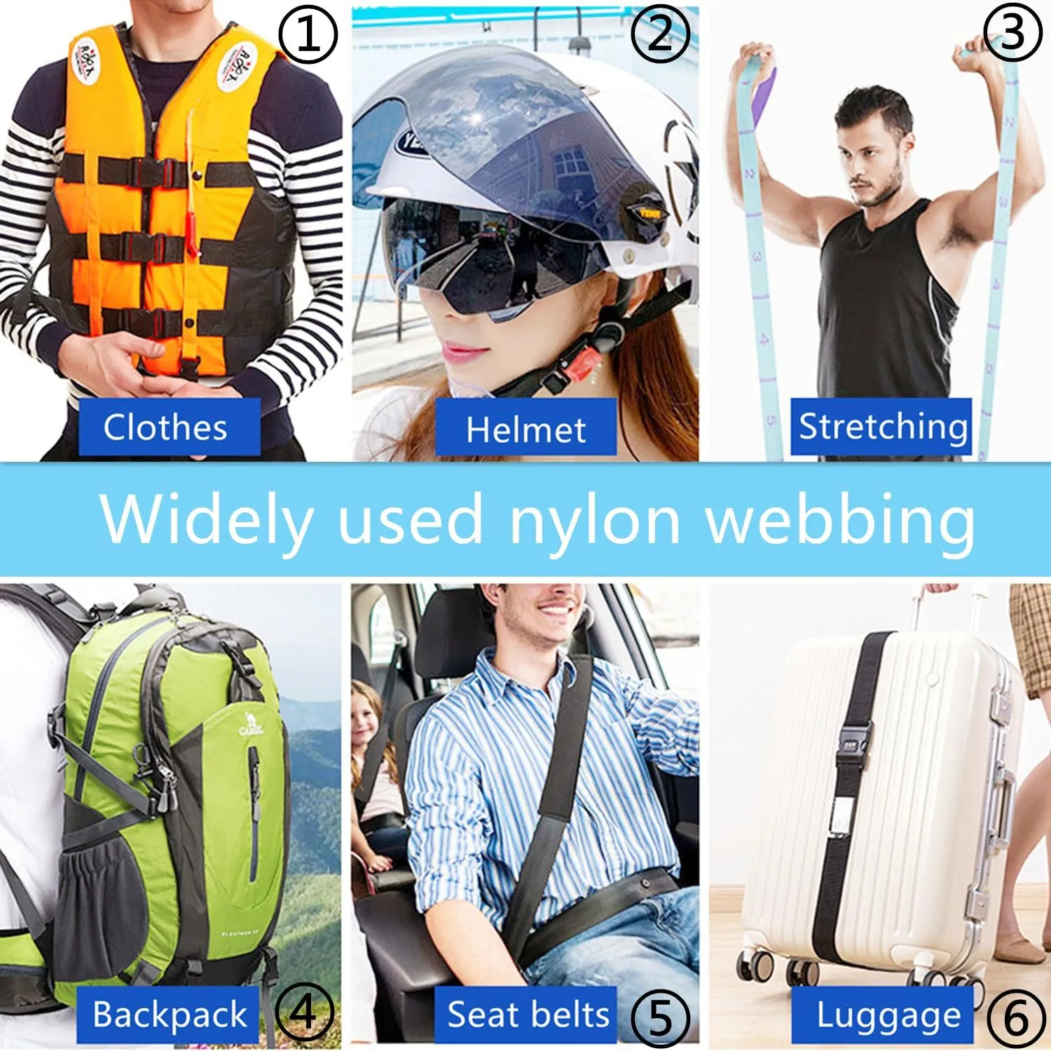Nylon Webbing 1 Inch 1.5 Inch Webbing Straps for Backpack, Belt, Indoor or Outdoor Gear, DIY Crafting, Handles, Luggage, Slings, 9 Meter/roll