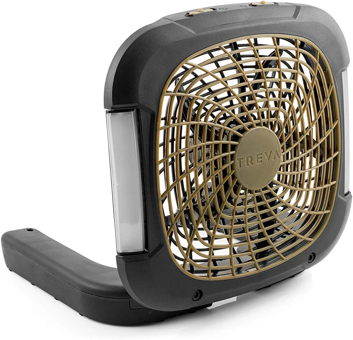 O2COOL Treva 10 Inch Portable Fan with LED Lights - Battery Powered 2-Speed Camping Fan for Outdoors, AC Adapter Port for Home, Office Desk - Energy Efficient Blade - Carry Handle for Easy Travel