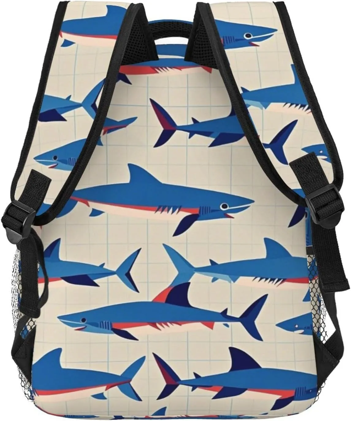 Ocean Sea Shark Fish Art Rucksacks Lightweight Multipurpose Anti-Theft Shoulder Bag Big Capacity Traveling & Camping Backpack With Side Pockets