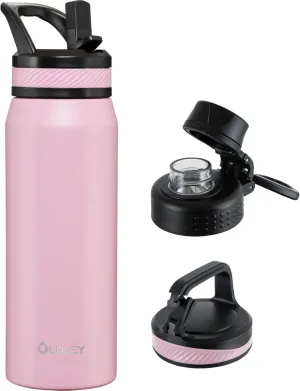 OLDLEY 24 oz Insulated Water Bottle With Straw, Stainless Steel Sports Water Cup Flask with 3 Lids(Straw, Spout and Handle Lid) Double Walled Travel Thermal Canteen Mug,Lavender Mist