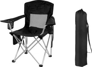 OLIXIS Elevon Camp Chairs Outdoor, Folding Chair Camping Recliner Support Mesh Backrest, Lawn Chair with Cup Holder, Storage Pocket, Carrying Bag