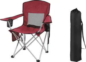 OLIXIS Elevon Camp Chairs Outdoor, Folding Chair Camping Recliner Support Mesh Backrest, Lawn Chair with Cup Holder, Storage Pocket, Carrying Bag