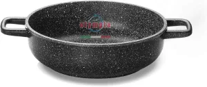 Olympia Hard Cook 9.5 Inch Non-Stick PFOA-Free Die-Cast Aluminum Deep Fry Pan With 2 Side Handles, Made in Italy