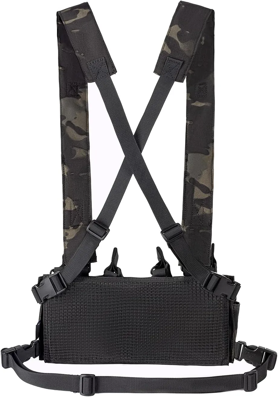 OneTigris Chest Rig, MOLLE Airsoft Chest Rigs Tactical Chest Rig Dangler Pouch Admin Pouch for Hunting Shooting Hiking