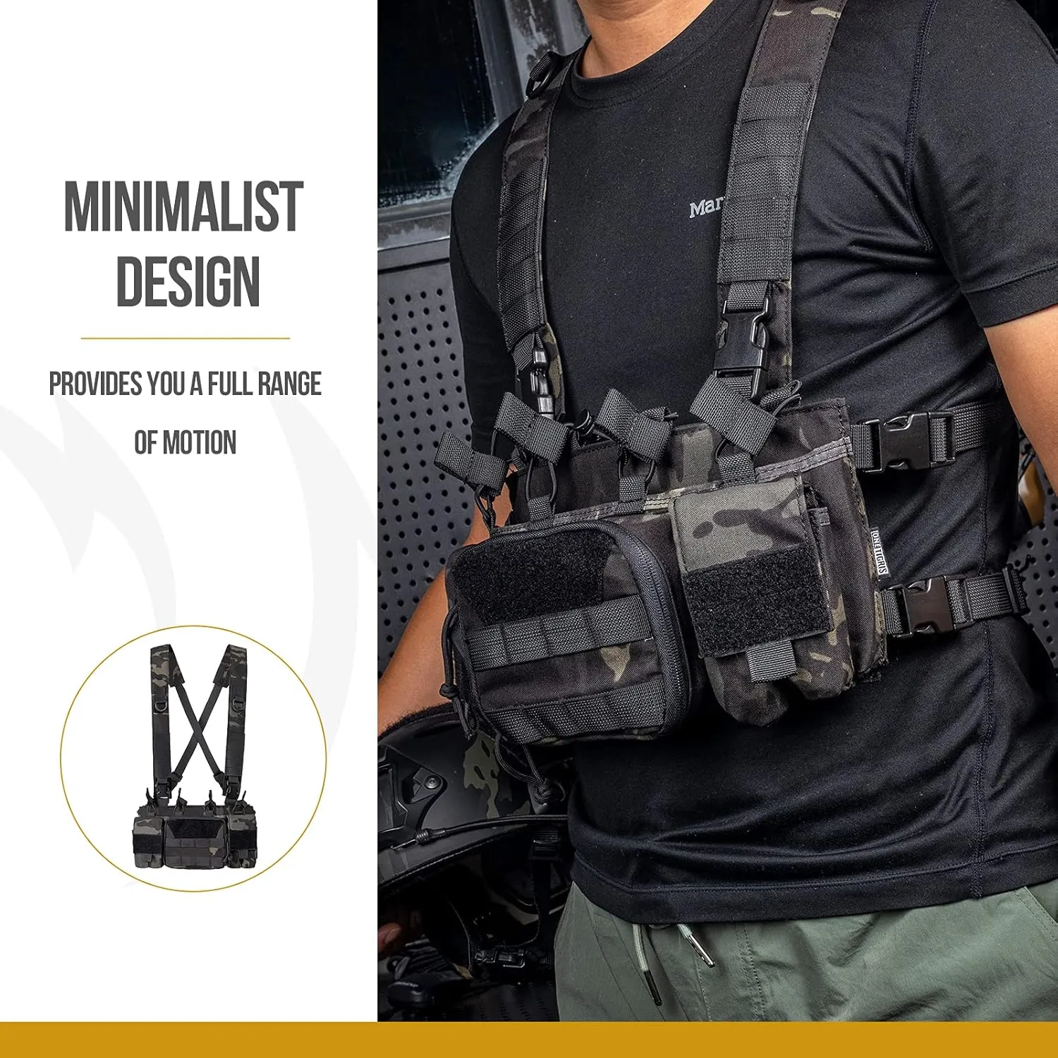 OneTigris Chest Rig, MOLLE Airsoft Chest Rigs Tactical Chest Rig Dangler Pouch Admin Pouch for Hunting Shooting Hiking