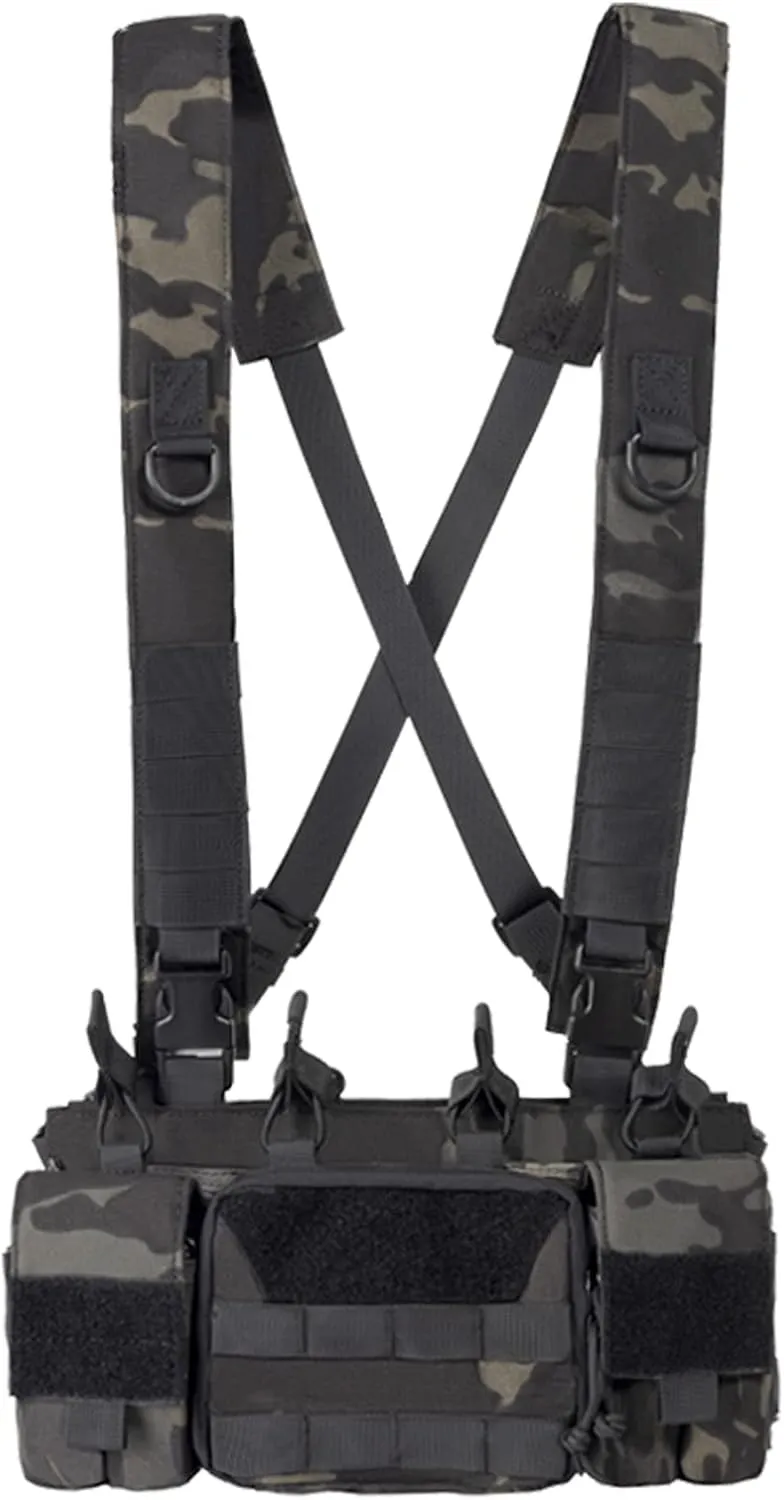 OneTigris Chest Rig, MOLLE Airsoft Chest Rigs Tactical Chest Rig Dangler Pouch Admin Pouch for Hunting Shooting Hiking