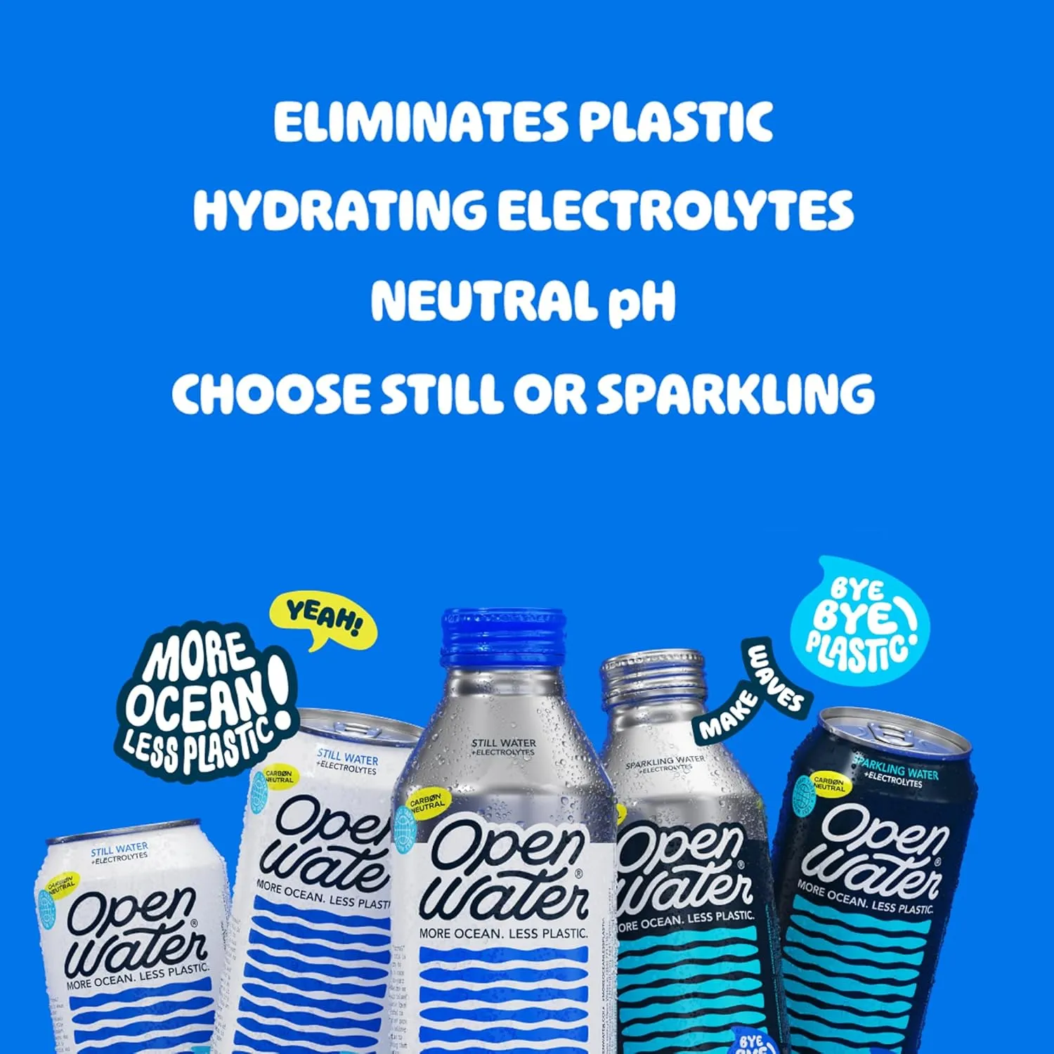 Open Water Still 16oz bottles (2 cases, 24 bottles) - Sustainable Aluminum Bottled Still Water With Electrolytes - 7.0 pH Balanced BPA-Free Ultra-Purified Water