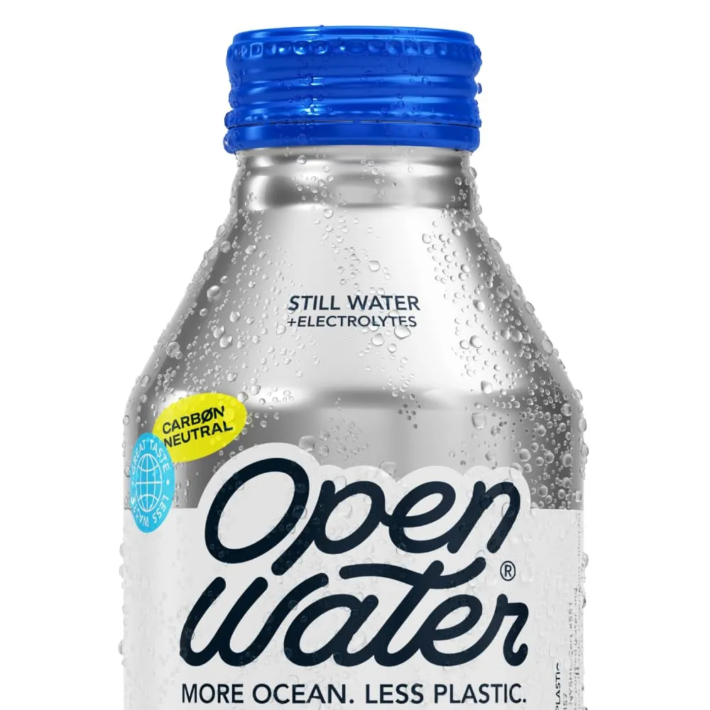 Open Water Still 16oz bottles (2 cases, 24 bottles) - Sustainable Aluminum Bottled Still Water With Electrolytes - 7.0 pH Balanced BPA-Free Ultra-Purified Water