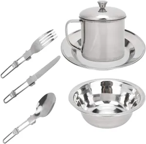Outdoor Camping Cookware Mess Kit Portable Camping Utensils Stainless Steel Dishes Single Person Cookware for Camping Picnic Hiking