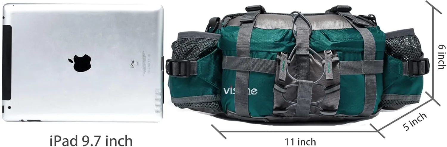 Outdoor Fanny Pack Hiking Fishing Waist bag 2 Water Bottle Holder Lumbar Pack