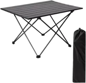 Outdoor Folding Table Small Folding Metal Bracket Metallic Sandblasted Desktop Portable Table Maximum Load Capacity 25kg, Kitchen Coffee Tea End Table(56x40x41cm)