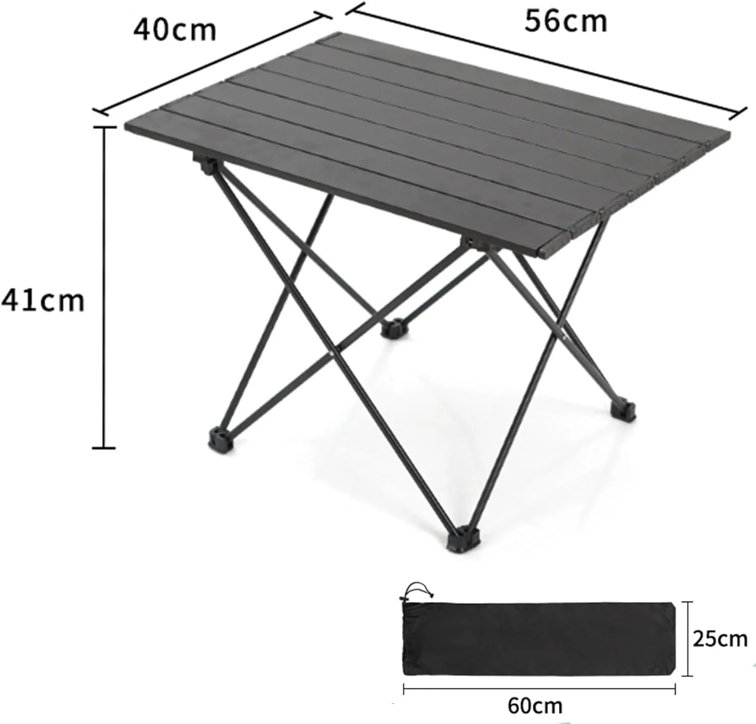 Outdoor Folding Table Small Folding Metal Bracket Metallic Sandblasted Desktop Portable Table Maximum Load Capacity 25kg, Kitchen Coffee Tea End Table(56x40x41cm)