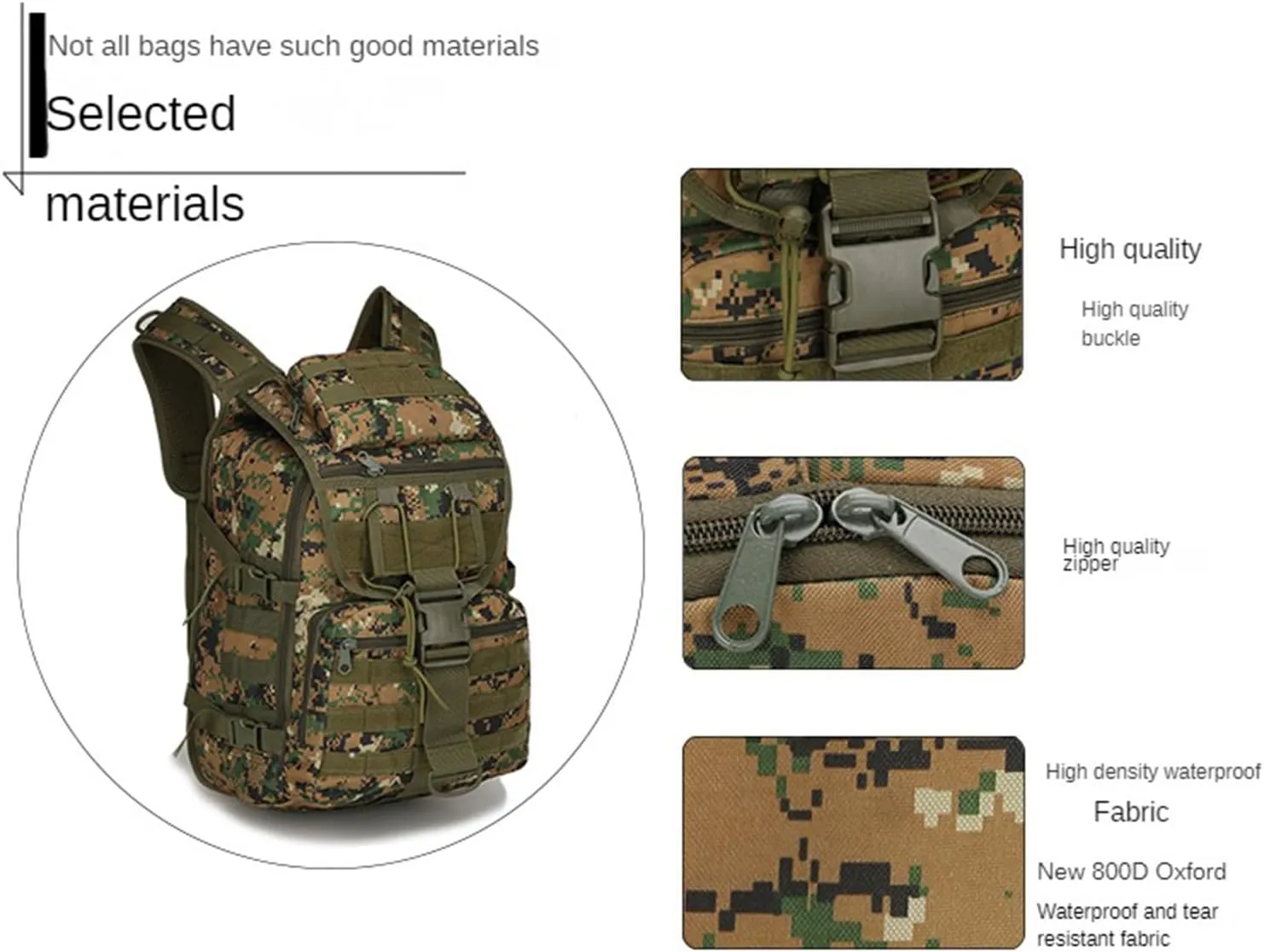 Outdoor Shoulder Tactical Bag Waterproof Mountaineering Bag Hiking Camo Backpack,CP