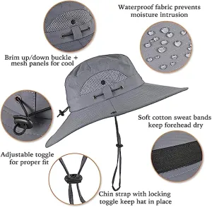 Outdoor Sun Hat with 2 Solar Fan Wide Brim Sun Bucket Hat for Men Women UPF 50  Bucket Fishing & Beach Hat