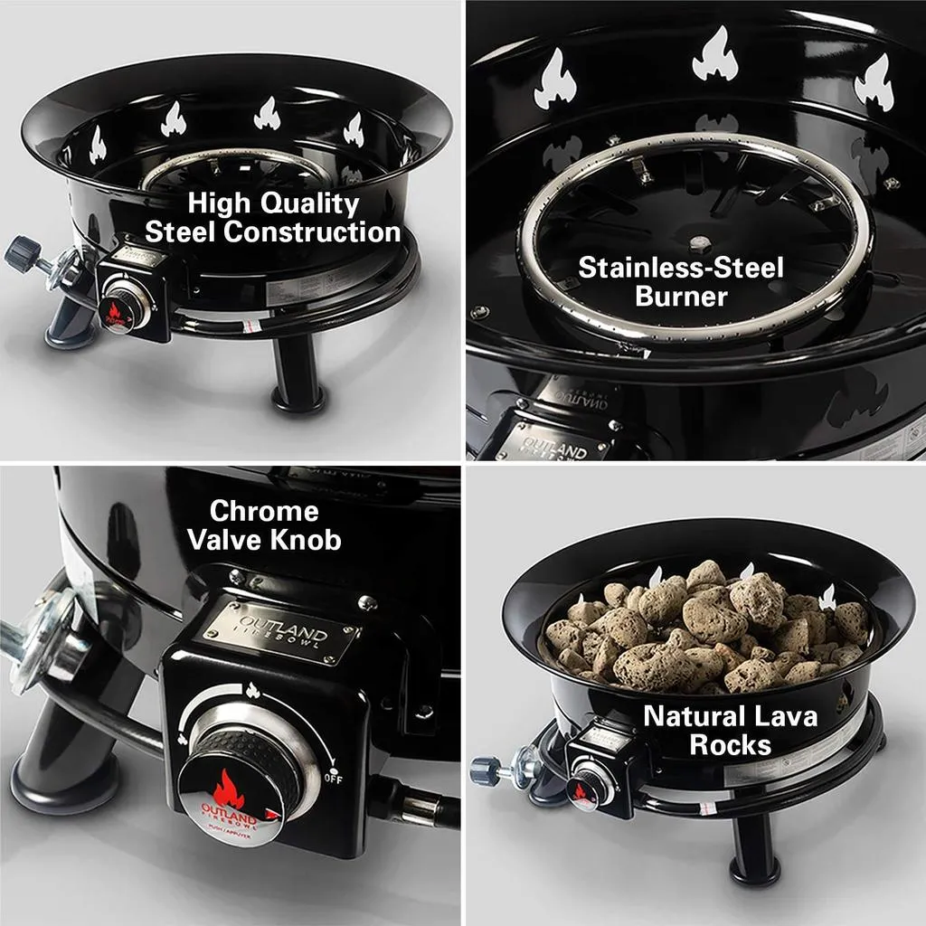 Outland Firebowl 883 Mega Outdoor Propane Gas Fire Pit with UV and Weather Resistant Durable Cover, 24-Inch Diameter 58,000 BTU
