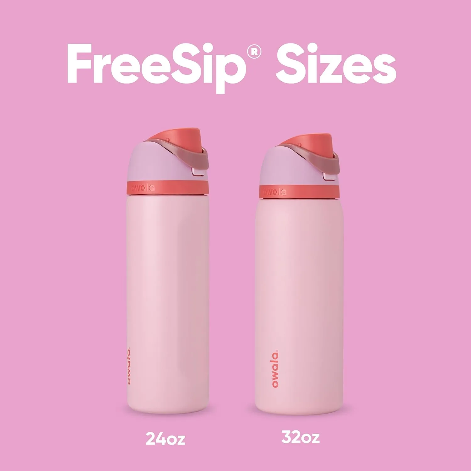 Owala FreeSip Insulated Stainless Steel Water Bottle with Straw for Sports and Travel, BPA-Free Sports Water Bottle, 32 oz, Pink, Angel Food Cake