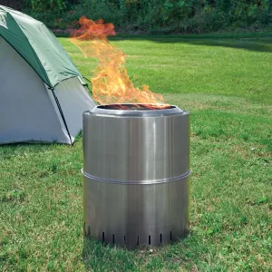 Ozark Trail 15" Collapsible Stainless Steel Fire Pit, Smokeless Fire Pit, for Outside Camping with Carry Bag