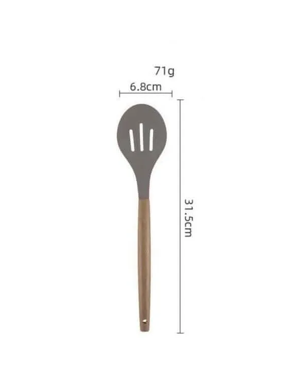 P-Plus International Silicone Cooking Spoon – BPA-Free, Heat-Resistant, Non-Stick (Grey)