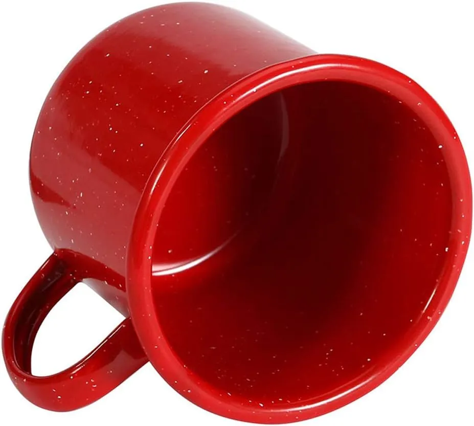 Pack of 2 Outdoor Camping Mugs-Coffee Mug 15 Oz-Enamel Travel Mug Cup,Tea Camp Enamel Cup Set for Drinks Home Office Use/Fishing/Picnics,Outdoor Mountaineering Enthusiasts (Red, 2)