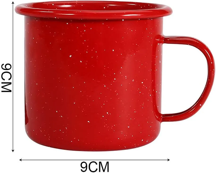 Pack of 2 Outdoor Camping Mugs-Coffee Mug 15 Oz-Enamel Travel Mug Cup,Tea Camp Enamel Cup Set for Drinks Home Office Use/Fishing/Picnics,Outdoor Mountaineering Enthusiasts (Red, 2)