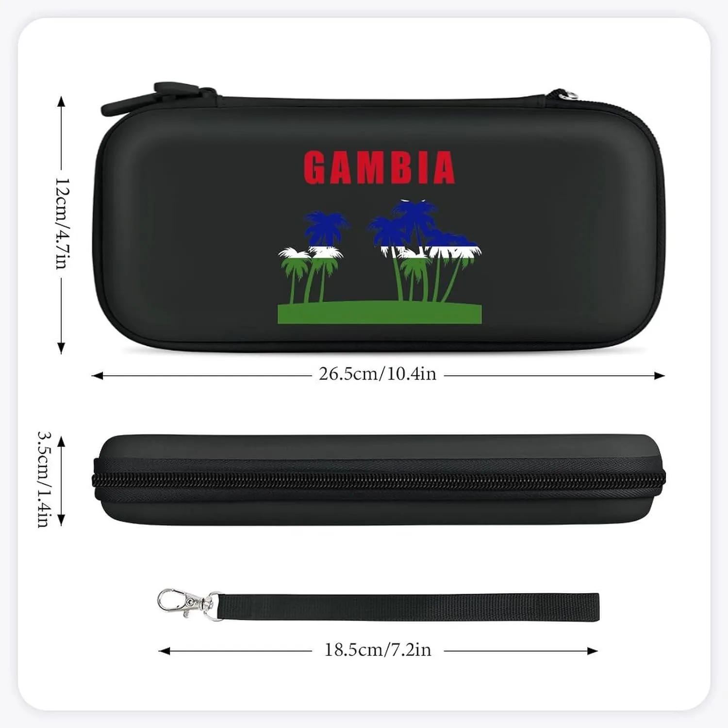Palm Tree Gambia Flag Compatible with Switch Carrying Case Hard Travel Game Bag Pouch with 15 Games Accessories