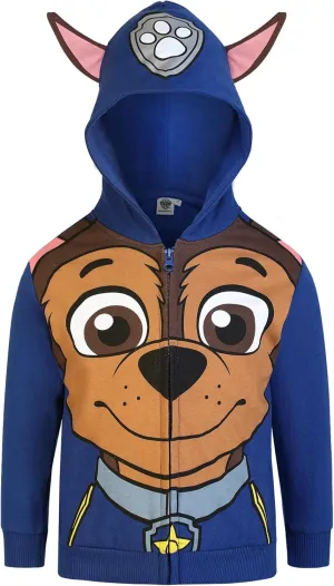 Paw Patrol Nickelodeon Marshall, Rubble or Chase Boys Zip Up Hoodie for Toddler and Little Kids