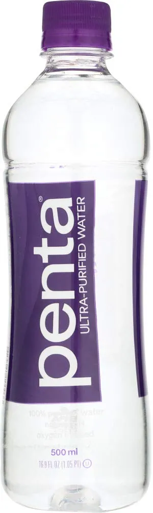 Penta Ultra-Purified Water, 500mL (Pack of 12), Oxygen Infused Natural pH Hydration, Solar-Powered 13 Step Purification Process, 16.91 Fl Oz (Pack of 12)