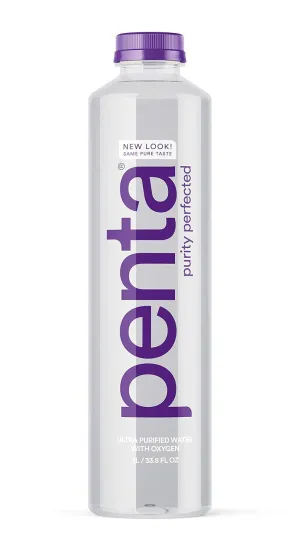 Penta Ultra-Purified Water, Oxygen Infused Natural pH Hydration, Solar-Powered 13 Step Purification Process, 33.8 Fl Oz (Pack of 12)