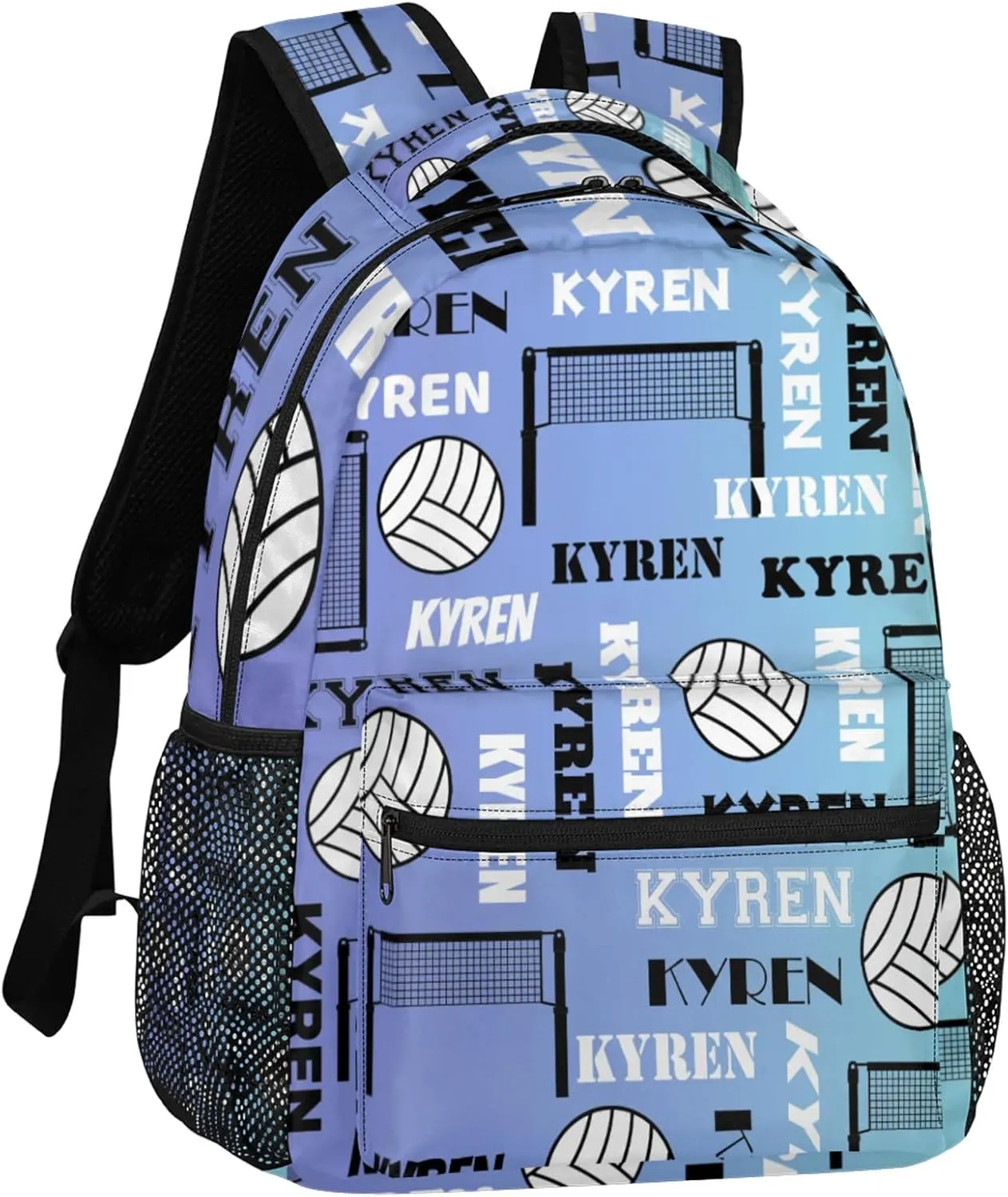 Personalized Name Volleyball Backpack, Custom Sports Bag Backpack for Men Women, Laptop Daypack for Travel Camping Hiking, Blue Purple