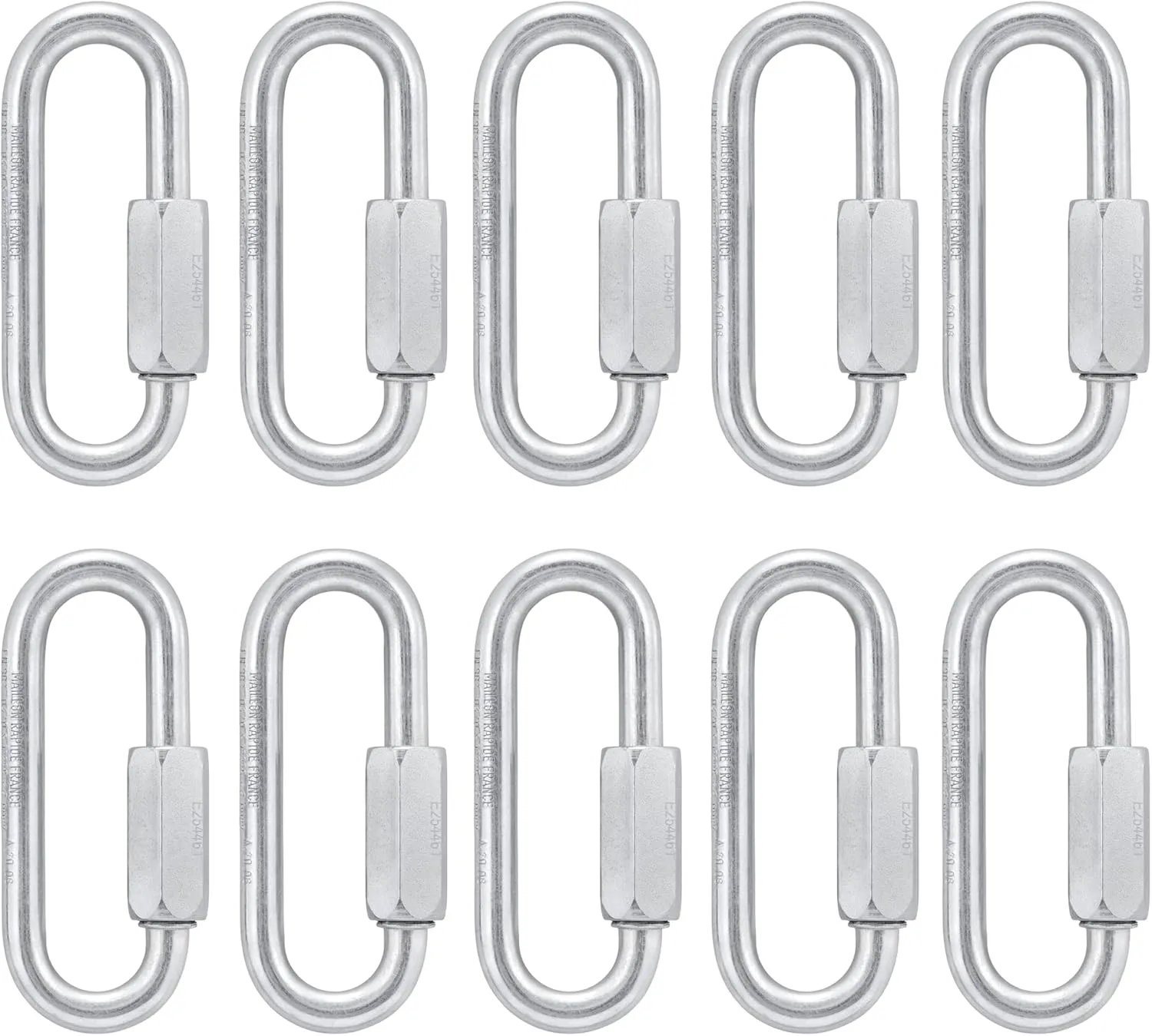 Petzl GO Quick Links (10 Pack) - 10-Pack of 8 mm Wide-Opening, Galvanized Steel Quick Links for Climbing Anchors
