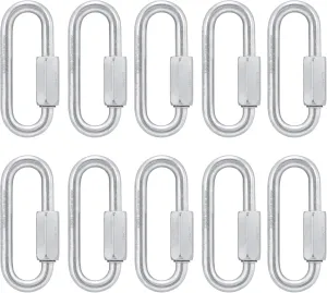 Petzl GO Quick Links (10 Pack) - 10-Pack of 8 mm Wide-Opening, Galvanized Steel Quick Links for Climbing Anchors