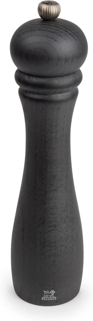 Peugeot Checkmate Salt Mill, 9-Inch Beechwood Grinder with Precision Mechanism - Sleek Design, Ideal for Culinary Enthusiasts - Limited Edition Essential Cookware (Graphite)