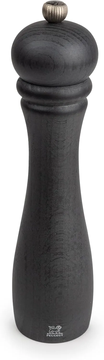 Peugeot Checkmate Salt Mill, 9-Inch Beechwood Grinder with Precision Mechanism - Sleek Design, Ideal for Culinary Enthusiasts - Limited Edition Essential Cookware (Graphite)