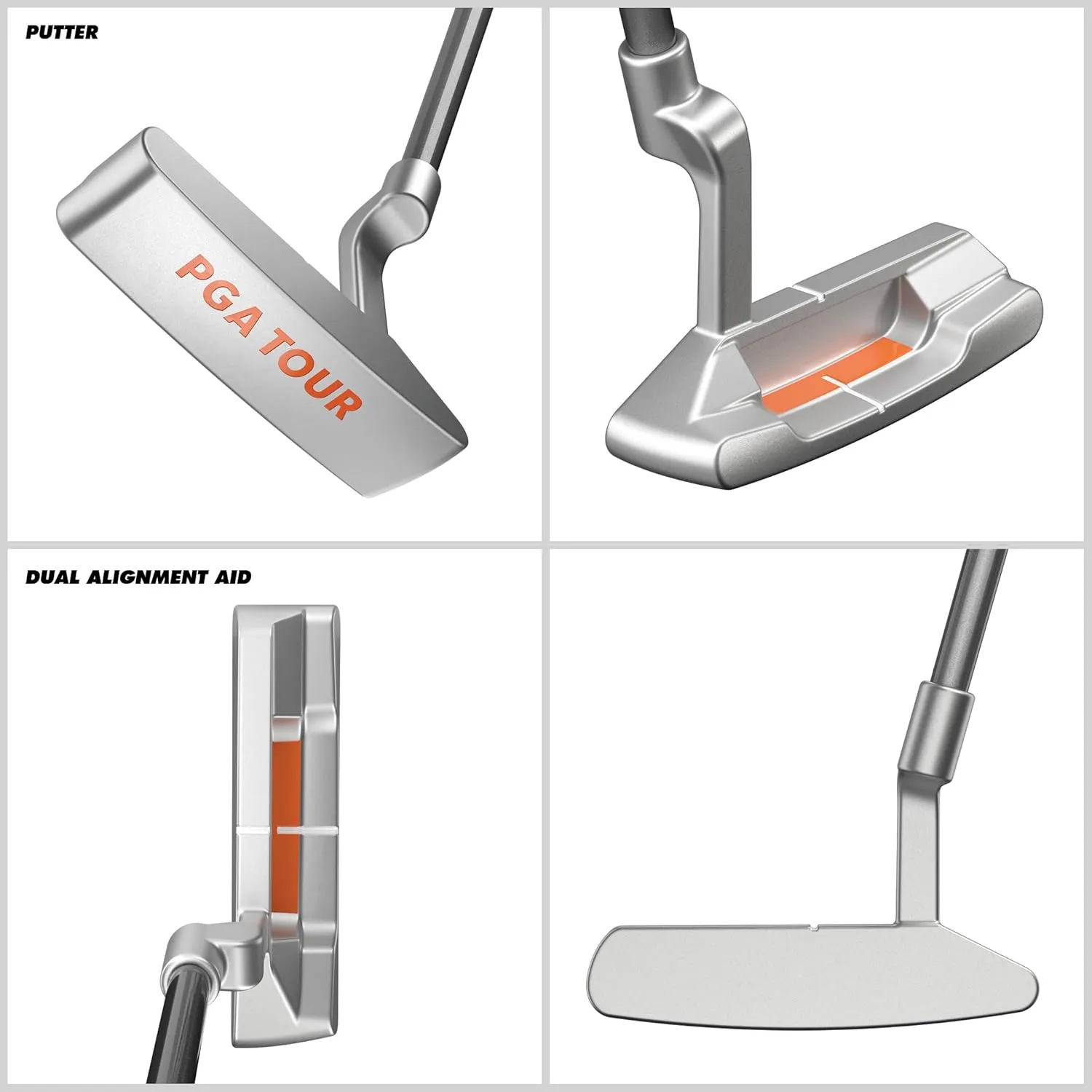 PGA TOUR Youth Golf Club Set for Ages 8-12 (4’8”-5’2”) and 12  (5’2” ), Right and Left-Handed Kids Golf Sets – Beginner Junior Golf Clubs with Lightweight Stand Bag, Mallet Putter, Hybrid, Driver